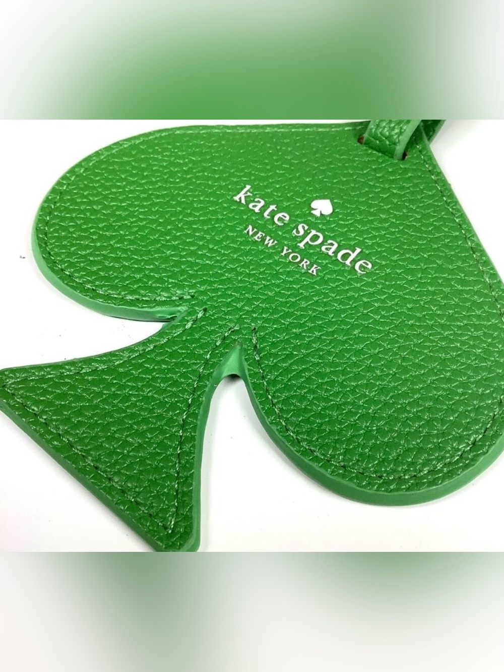Kate Spade New York Green Spade Leather Luggage Tag Travel Bag Charm Chic NWOT